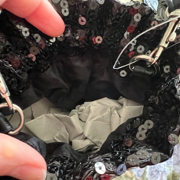 New - Bongo Sequin Black Drawstring Crossbody - Picture 4 of 4